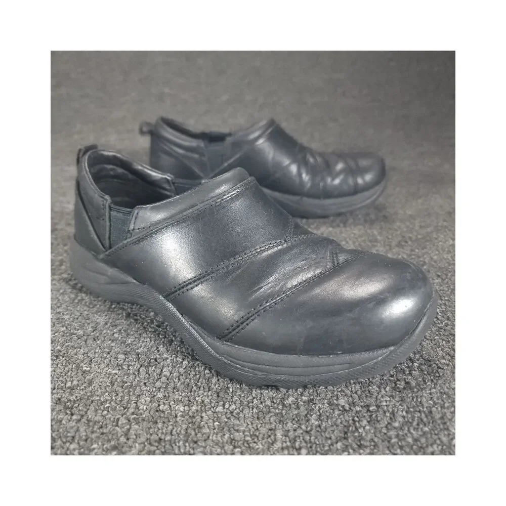 LL Bean Slip On Shoes Womens Size 8 Black Leather Mocs